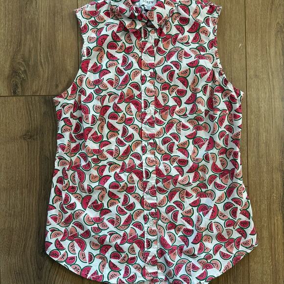 J. Crew Watermelon Print Sleeveless Button down Blouse Women’s size XS summer - Picture 2 of 10